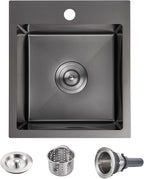 POPFLY Kitchen Sink, 15×17 Inch Drop In Black Small Kitchen Sinks, 18 Gauge by POPFLY