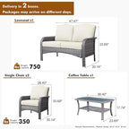 HOOOWOOO Patio Furniture Set, 4 Pieces Outdoor Conversation Set, All Weather - Image 6