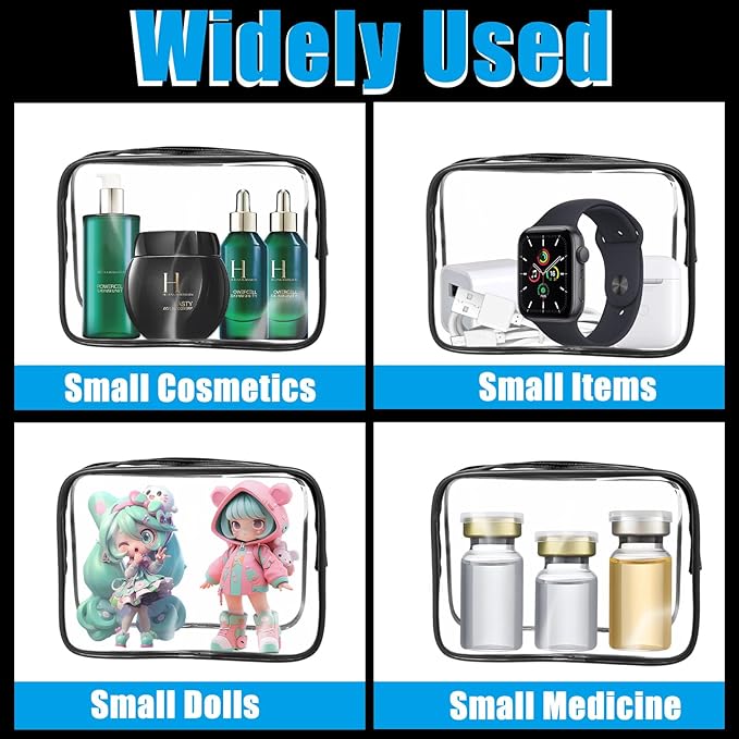 12 Pcs Clear Makeup Bag PVC Waterproof Zippered Clear Cosmetic Toiletry Makeup - Image 4