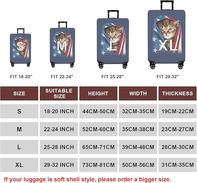 WUJIAONIAO Travel Luggage Cover Baggage Suitcase Cover Protector Skins 18-32 - Image 5