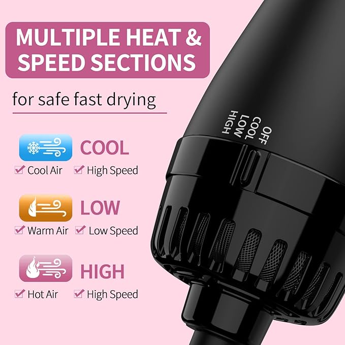 Hair Dryer Brush Blow Dryer Brush in One, Upgraded 4 in 1 Hair Dryer and Styler Volumizer with Negative Ion Anti-frizz Ceramic Titanium Barrel Hot Air Hair Straightener Brush