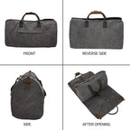 2 in 1 Canvas Leather Suit Luggage Garment Bag - Image 3