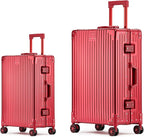 Metal All Aluminum Carry-on Luggage TSA Customs Lock Zipperless Silent Rotary by XZSP+AISU