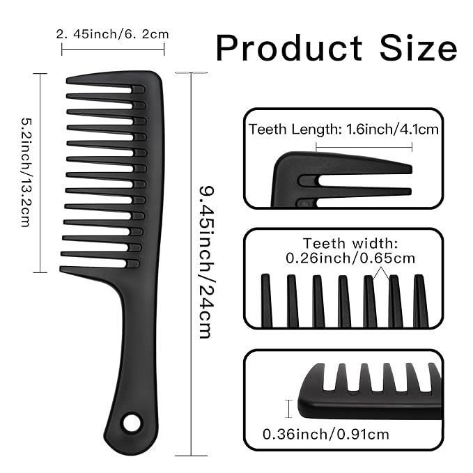 Wide Tooth comb, Large Detangling Comb for Women and Men, Durable Styling Brush for Curly, Long, Wet Hair Types - Professional Hair Care.