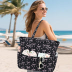 LEDAOU Large Beach Tote Bag Women Waterproof Sandproof Zipper Beach Tote Bag - Image 2