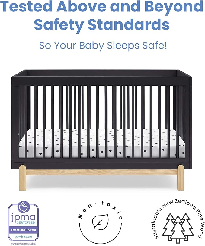 Delta Children Poppy 4-in-1 Convertible Crib, Midnight Grey/Natural - Image 4