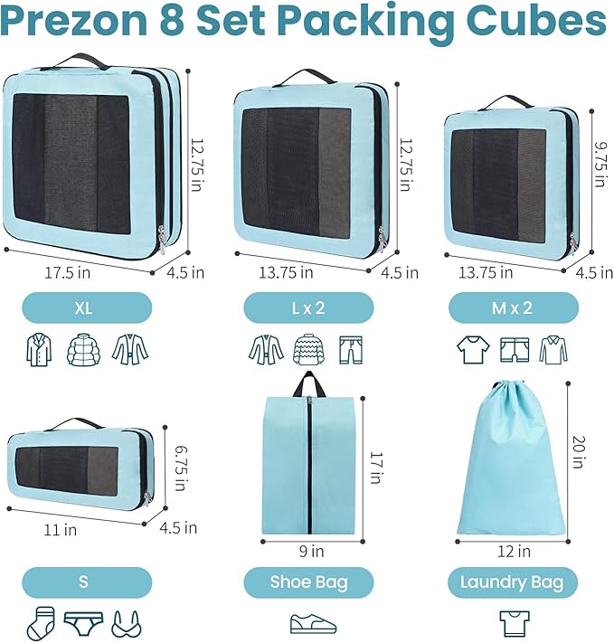 8 Set/6 Set/4 Set Compression Packing Cubes - Image 3
