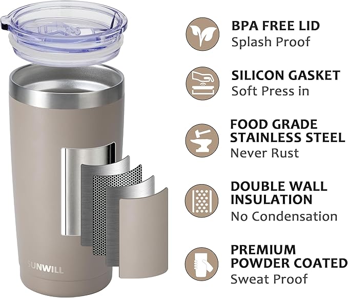 SUNWILL Travel Coffee Tumbler 20 oz, Insulated Mug - Image 2