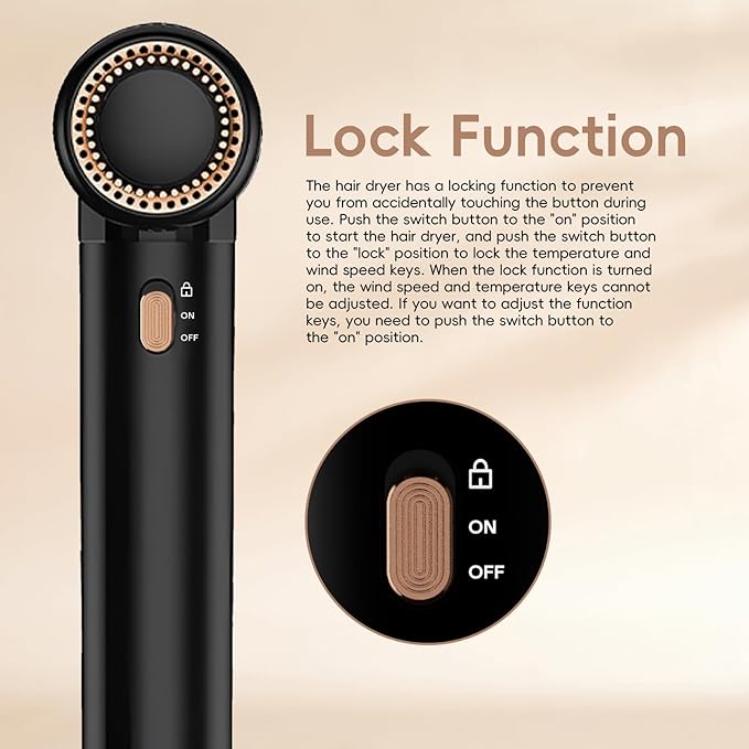 Nicebay Ionic Hair Dryer with diffuser for Curly Hair,1600W &110000RPM High-Speed Brushless Motor for Fast Drying,Professional Blow Dryer for Women,Low Noise,Lightweight,Lock Function,Travel HomeSalon