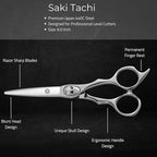 Saki Shears Tachi Set of Hair Shears for Professionals - Cutting and Thinning Shears - Skull Screw - 6.0 Inch - Japanese 440C Steel