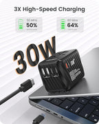 LENCENT Universal Travel Power Adapter, 30W International Wall Charger - Image 2
