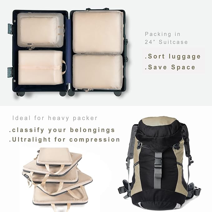 BAGAIL 6 Set Ultralight Compression Packing Cubes Packing Organizer - Image 6