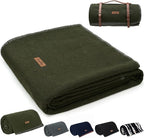 100% Wool Blanket, Military Wool Blanket, Sporting Events, Survival Kits，Olive by EmbraceCozyWarmthandUltimateComfort