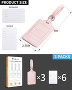 Teskyer Luggage Tags, 3 Pack Premium PU Leather Luggage Tags - Image 7