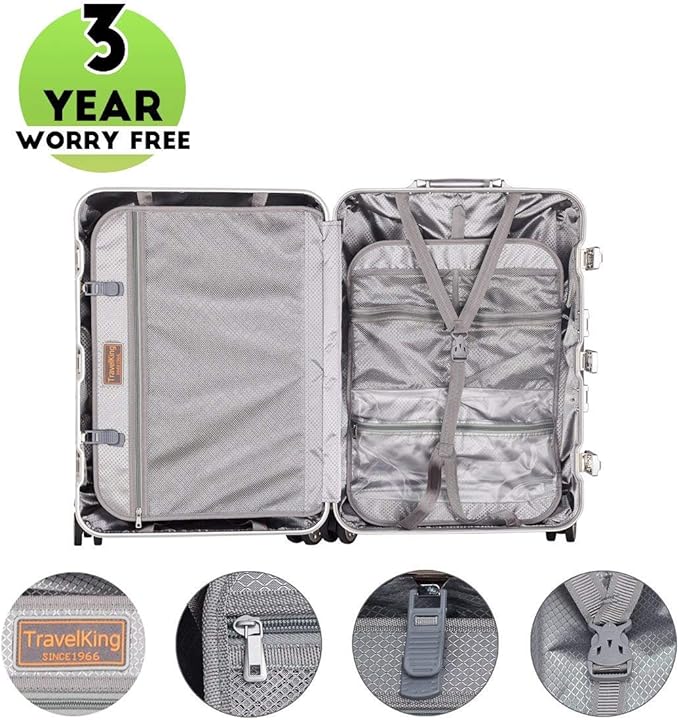 TRAVELKING All Aluminum Luggage Zipperless Hard Shell Suitcase - Image 4