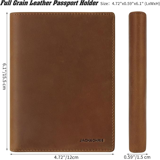 Jack&Chris Leather Passport Holder RFID Blocking Passport Travel Wallet Cover - Image 2