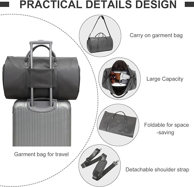 Leather Garment Bag for Travel, Modoker Carry On Suit Carrier Travel Bag - Image 5