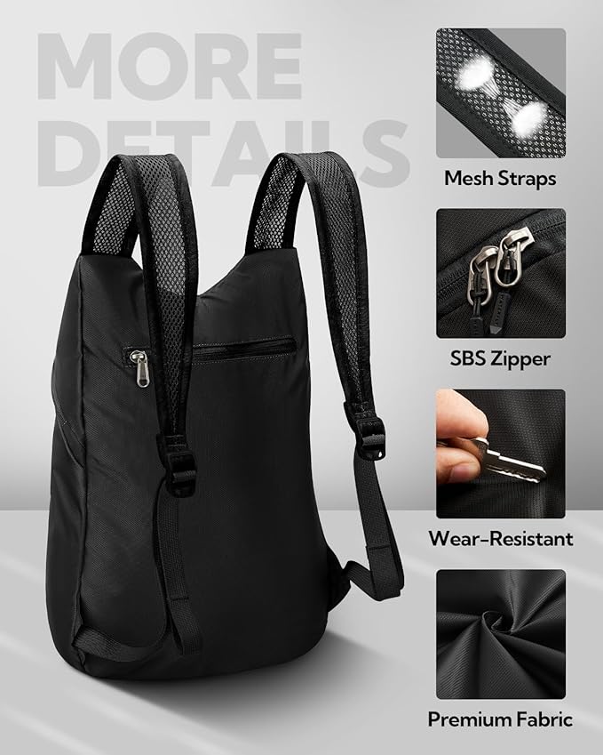 WATERFLY Foldable Lightweight Hiking Backpack: 15L Packable Traveling Daypack - Image 4