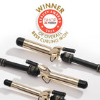 HOT TOOLS 24K Gold Professional Extended Barrel Curling Iron with Clamp for Bouncy Curls - 24K Gold Technology for_Long-Lasting Results & Longer Barrel for Easy Styling 1" (Pack of 6)