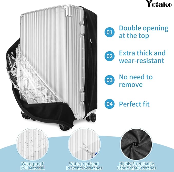 Yotako Upgraded Zippered Transparent PVC Suitcase Cover, No Disassembly - Image 2