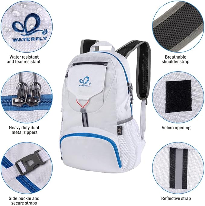WATERFLY Small Lightweight Packable Backpack: 20l Ultra Light Foldable Travel - Image 4