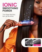 K&K Thermal Brush, 1 1/2 inch Heated Round Brush with Detachable Head, Velvet Pouch and Dual Voltage for Travel, Easy to Create Blowout Look, Cosmic Orange