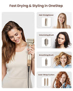 MESCOMB 6-in-1 Hot Air Styler – Hair Dryer with Straightener, Auto Curler & Volumizing Brush for Straightening, Curling, Smoothing & Volume, Damage-Free (Champagne Coffee)