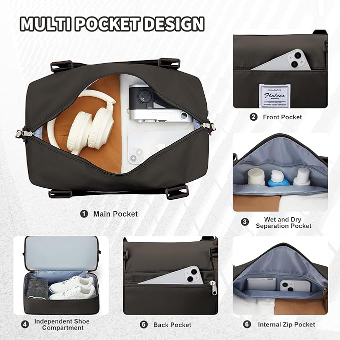 Travel Duffel Bag, Sports Tote Gym Bag, Shoulder Weekender Overnight Bag - Image 6
