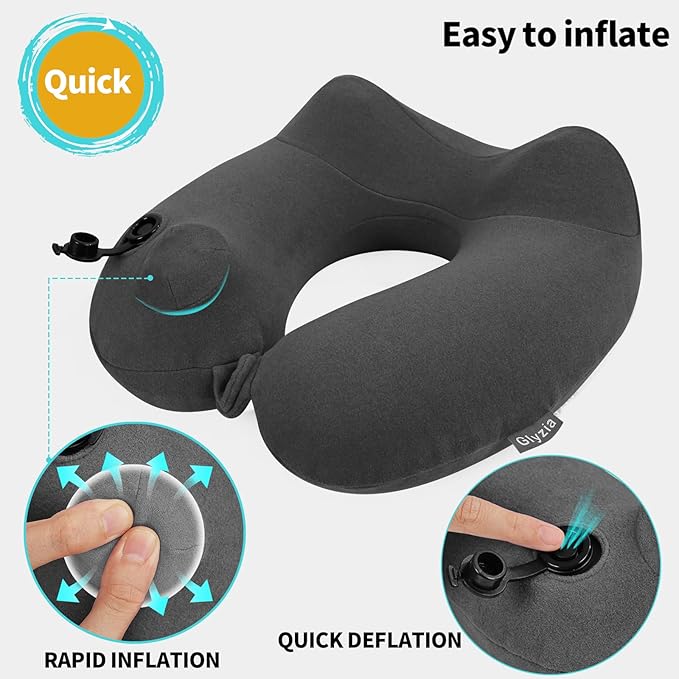 2 Pack Inflatable Travel Neck Pillows - Image 2