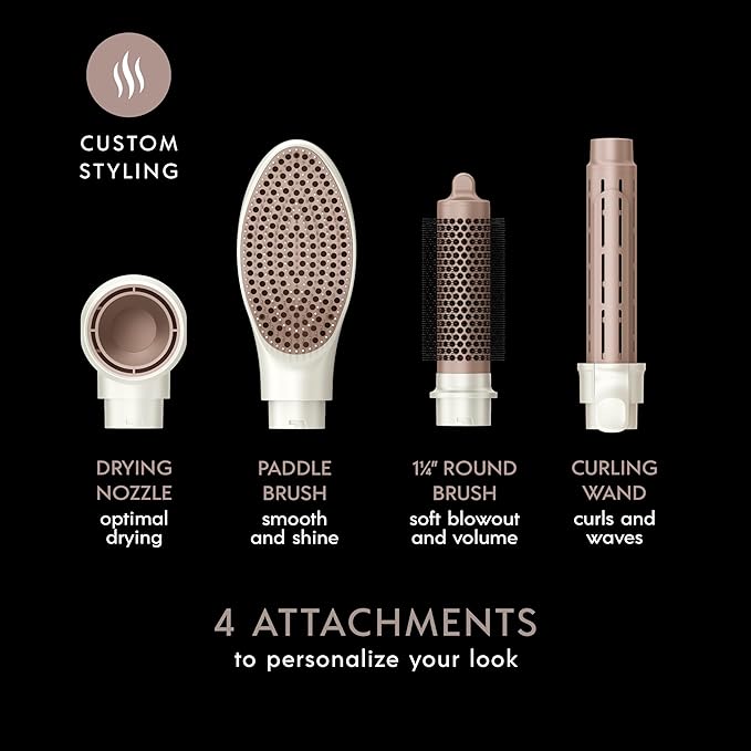 INFINITIPRO BY CONAIR DigitalAIRE Multi Hair Styler, Air Styling System for Curls, Waves, Blowouts & Volume, 4 Attachments to Personalize Your Look Plus Storage Bag, White