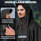 ANYOO Hooded Rain Poncho for Adults Waterproof Lightweight Rain Coat for Men - Image 5