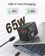 LENCENT Universal Travel Adapter, 65W GaN International Fast Charger - Image 2