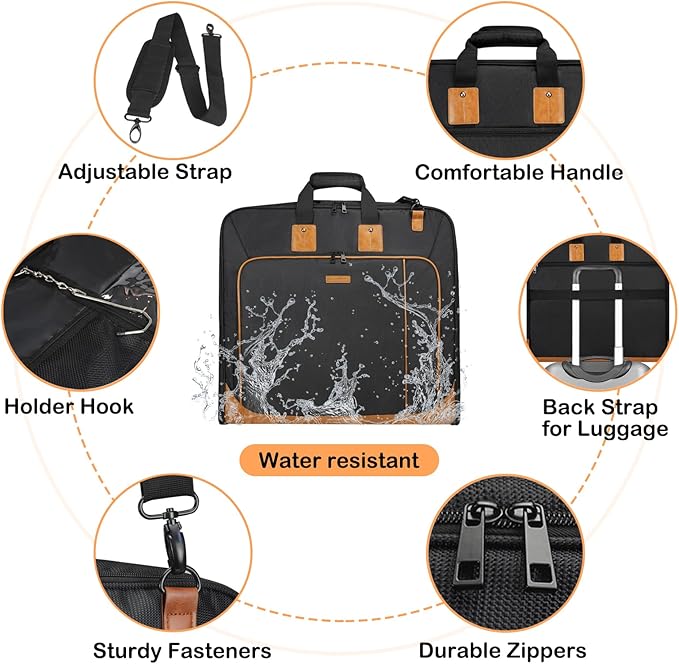 Noozion Garment Bag for Travel Large Carry On Suit Bag Hanging Travel Suit Bags - Image 5