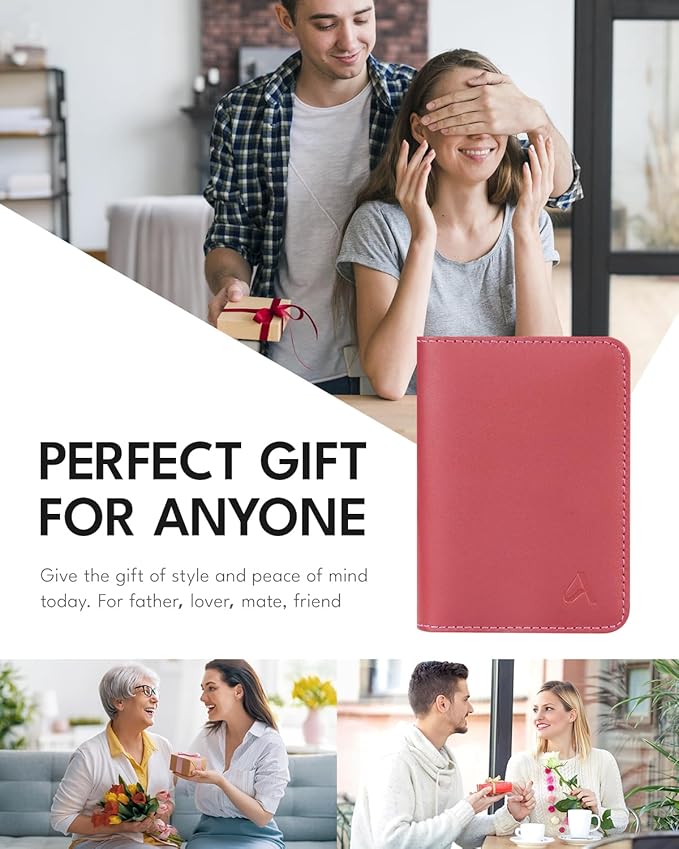 ALLIVE Passport Holder for Travel Women Men, Genuine Leather Passport Cover - Image 7
