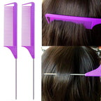8Pcs Hair Brushes Set with 4Pcs Topsy Hair Tail Tools 1Pcs Bristle Teasing Hair Brush 1Pcs Edge Control Brush 2Pcs Metal Pin Rat Tail Combs for Woman Girl Hair Styling,Edge&Back Brushing purple