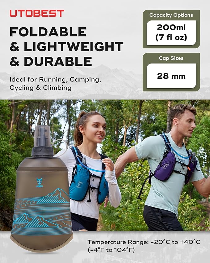 UTOBEST 200ml Soft Flask, 2 Pack Flexible TPU Hydration Water Bottle, - Image 7
