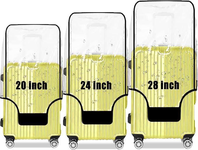 Clear PVC Luggage Cover 3 Piece Set, 0.2mm Thick Lightweight Waterproof by Gigabit