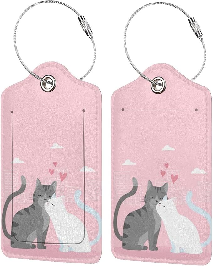 2PC Cats in Love Pattern Luggage Tag by OUZPGAQ