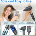 Hair Dryer, 1500W High Speed 110000 RPM Blow Dryer with Plasma Tech (Positive+Negative Ionic), LCD Display, 5 Modes, Thermo-Control, Low Noise, Fast Drying Travel Hair Dryer for Home or Travel (Gray)