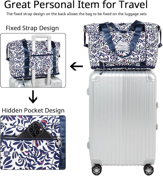 Large Capacity Foldable Travel Bag Expandable Portable Carry on Bag Dry&Wet - Image 3