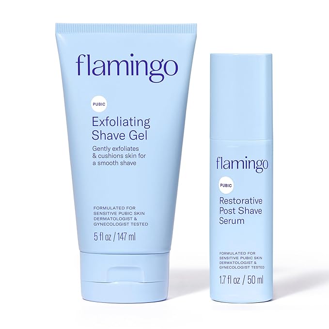 Flamingo Pubic Hair Shaving Skin Care Set, Exfoliating Shaving Gel by Flamingo