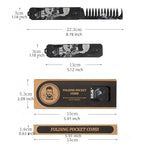 1PC 3 In 1 Folding Pocket Comb for Men, Fine & Wide Tooth for Travel and Everyday Grooming Combing Hair, Beard or Mustache Styling Comb for Slicked-back, Quiff, Pompadour, Fauxhawk, Undercut
