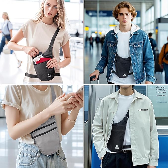 Crossbody Money Belt for Travel Women & Men Hidden, Travel Wallet Pouch - Image 7