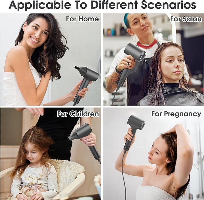 KARFUN Hair Dryer, Blow Dryer, Plasma Hairdryer, Ionic Hair Dryer for Women, Blow Dryers for Women, Professional High Speed Hair Dryers (Dark Gray)