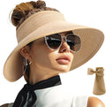 PFFY Sun Hats for Women Straw Beach Hat Packable Foldable Wide Brim Ponytail by Unknown