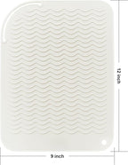 12" X 9" Large Heat Resistant Silicone Mat for Hair Styling Tools, Curling Iron Mat, Flat Iron Holder, Hair Straightener Pad Cover, Makeup Mat, Hot Tools Mat for Travel Vanity Salon - Ivory