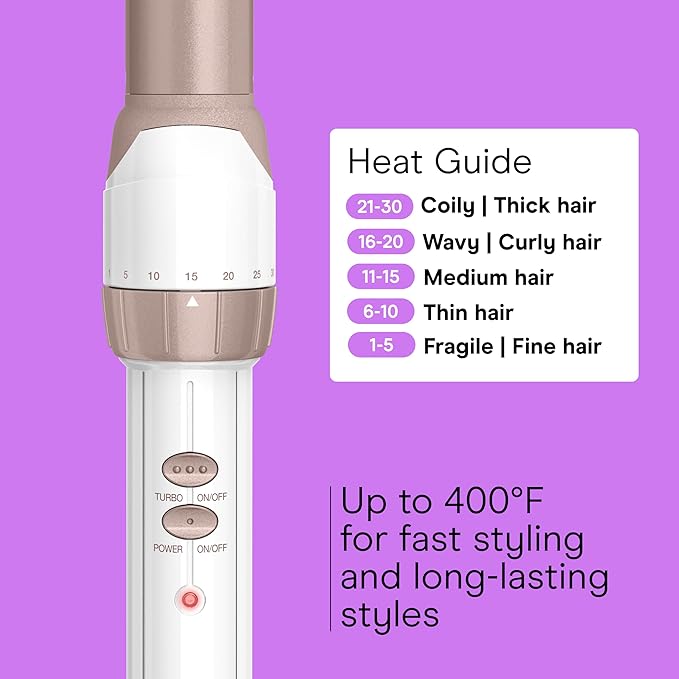 Conair Double Ceramic 1-Inch Curling Wand, Produces Flawless Waves, Curling Iron for Use on Medium and Long Hair, 30 Heat Setting Curling Iron, White