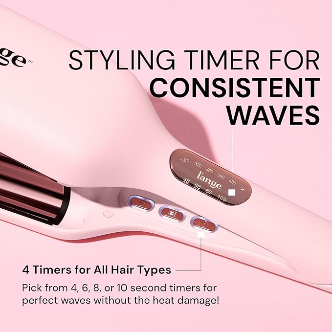 L'ANGE HAIR SculptWaver Titanium Deep Wave | Hair Crimper for Effortless Beach Waves | 3 Barrel Hair Waver with Adjustable Heat | Dual Voltage & Smart Timer | Styling Tools & Appliances, Blush - Small