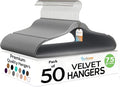 Premium Velvet Hangers 50 Pack Ultra Thin Non Slip Adult Felt Space Saving Slim by TECHZOO