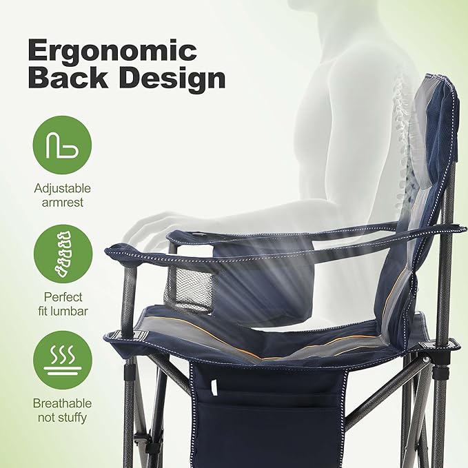 LET'S CAMP Folding Camping Chair Oversized Heavy Duty Padded Outdoor Chair - Image 8
